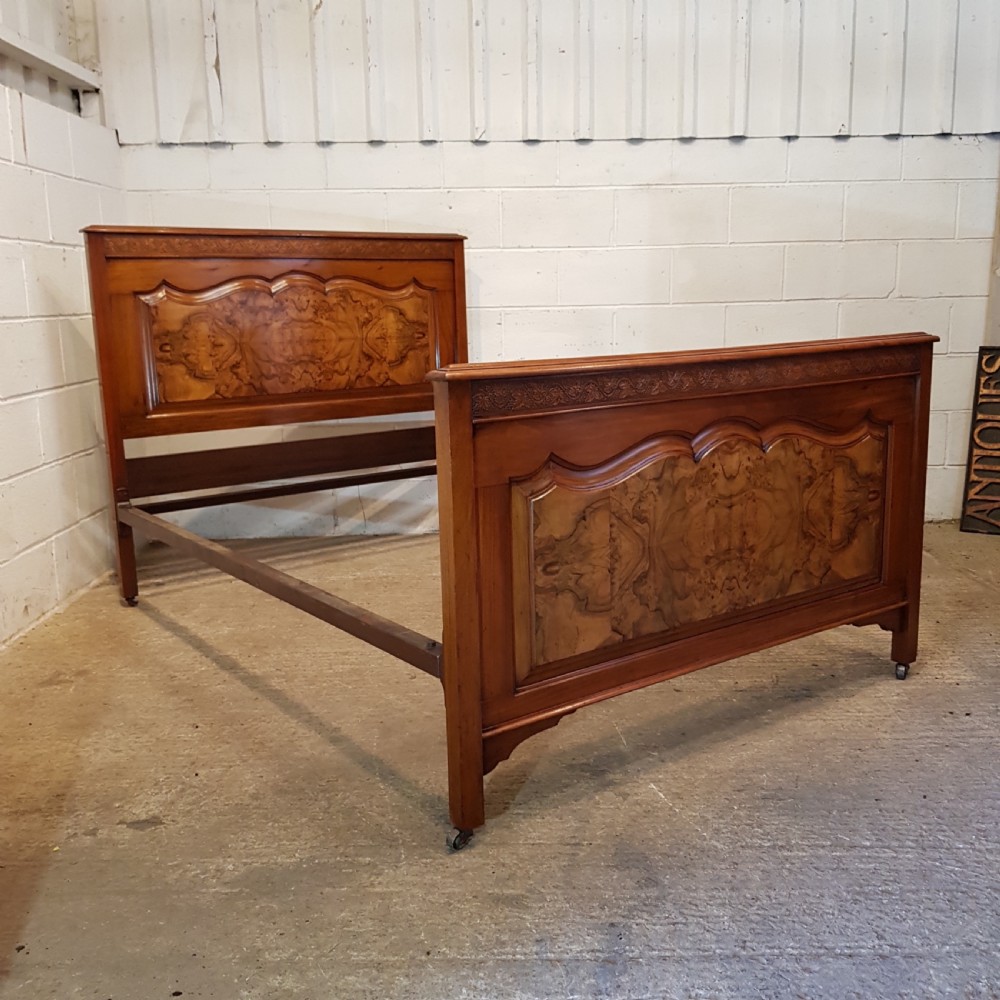 ANTIQUE ART NOUVEAU BURR WALNUT DOUBKE BED C1890 View VI