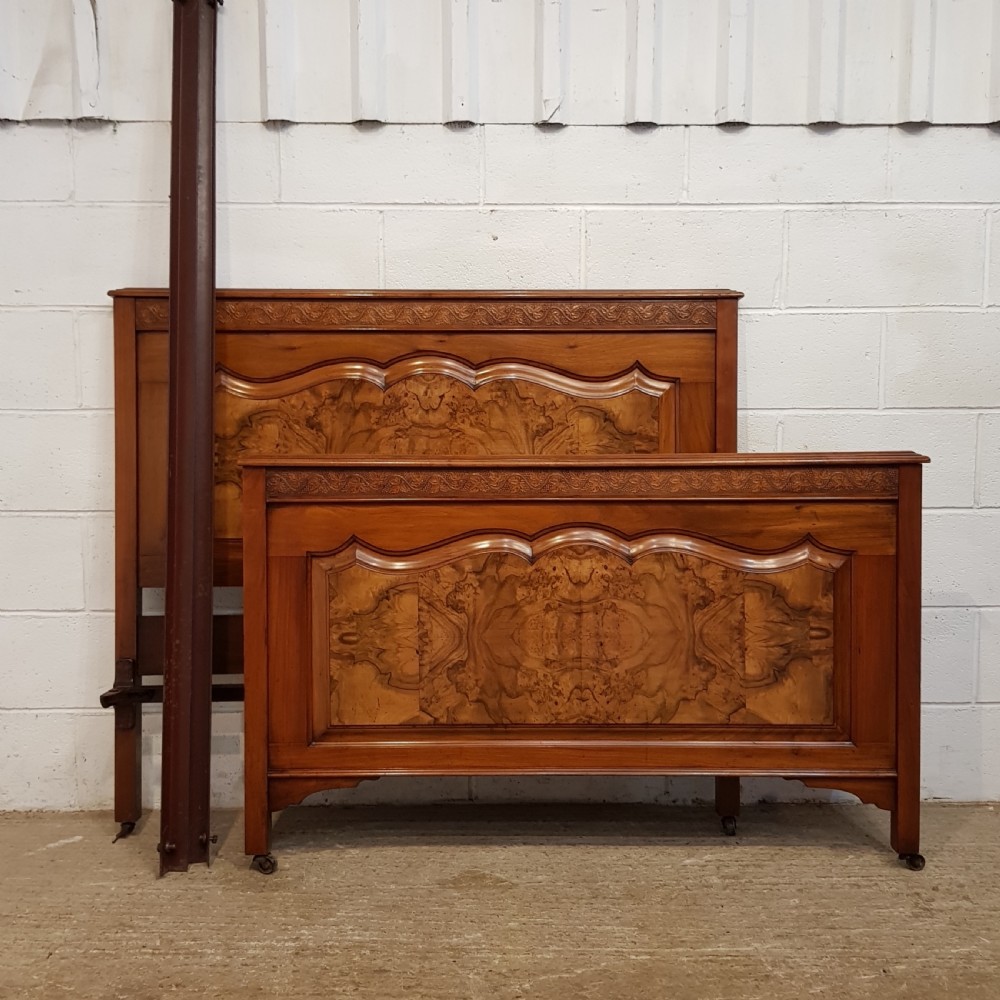 ANTIQUE ART NOUVEAU BURR WALNUT DOUBKE BED C1890 View VII