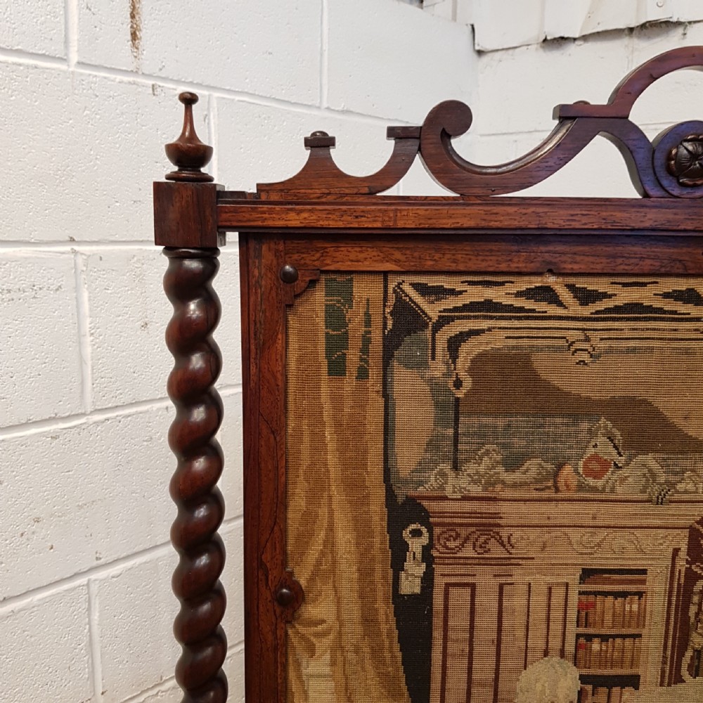 ANTIQUE WILLIAM 1V MAHOGANY FIRE SCREEN C1830  View V