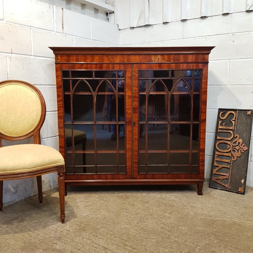 ANTIQUE REGENCY MAHOGANY ASTRAGAL GLAZED BOOKCASE C1820