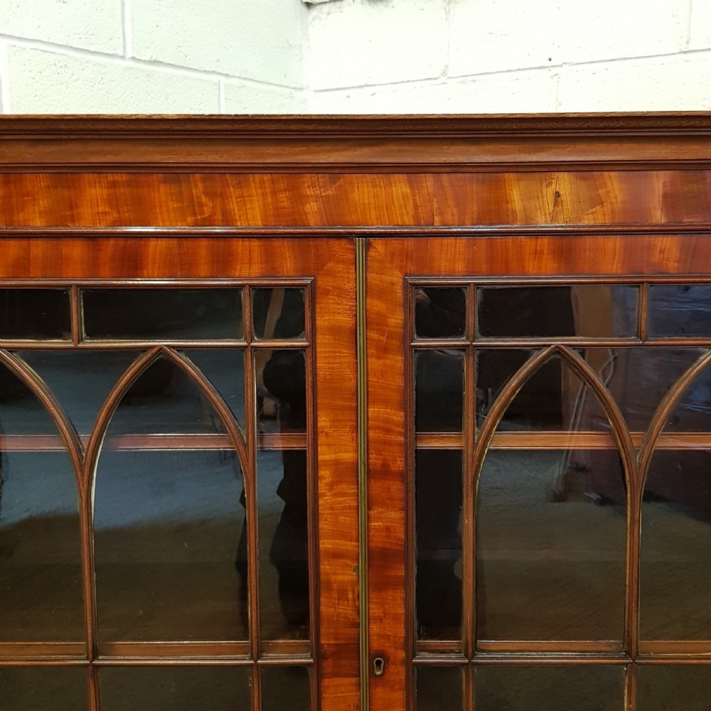 ANTIQUE REGENCY MAHOGANY ASTRAGAL GLAZED BOOKCASE C1820 View IV