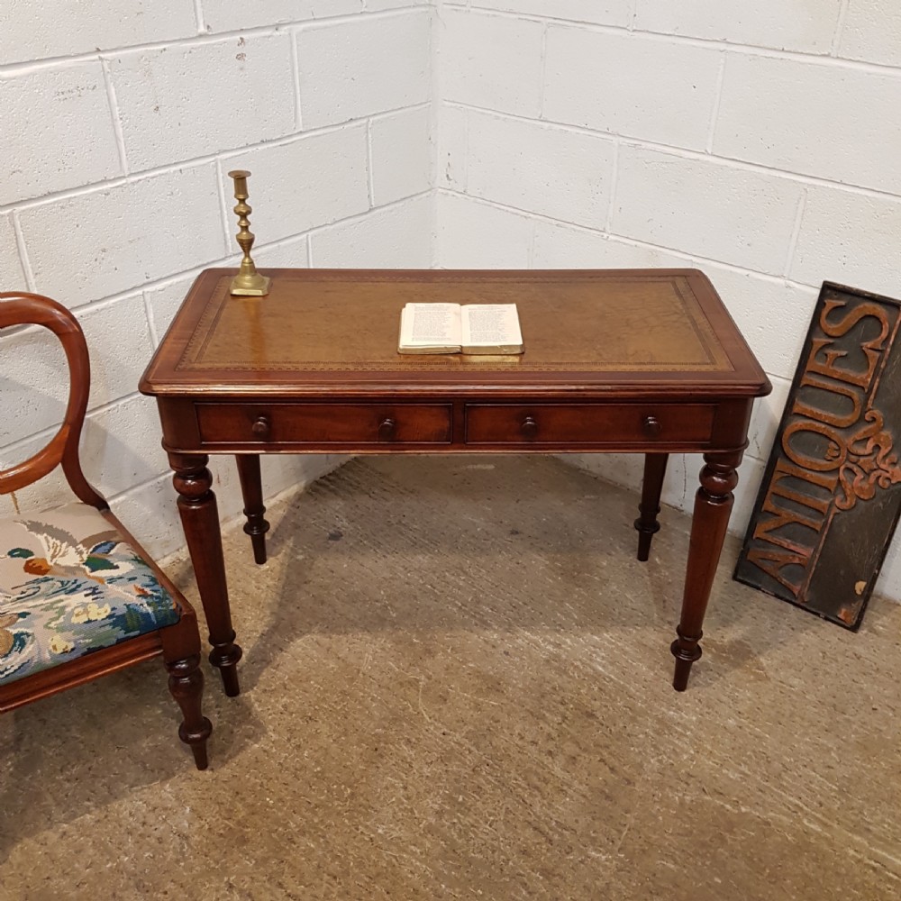 ANTIQUE VICTORIAN MAHOGANY LEATHER TOP WRITING TABLE C1880 View II