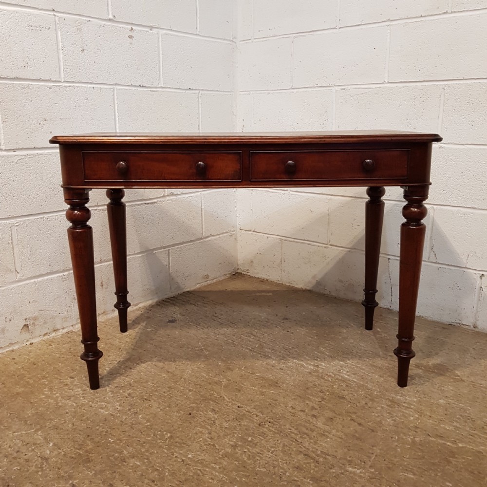 ANTIQUE VICTORIAN MAHOGANY LEATHER TOP WRITING TABLE C1880 View III