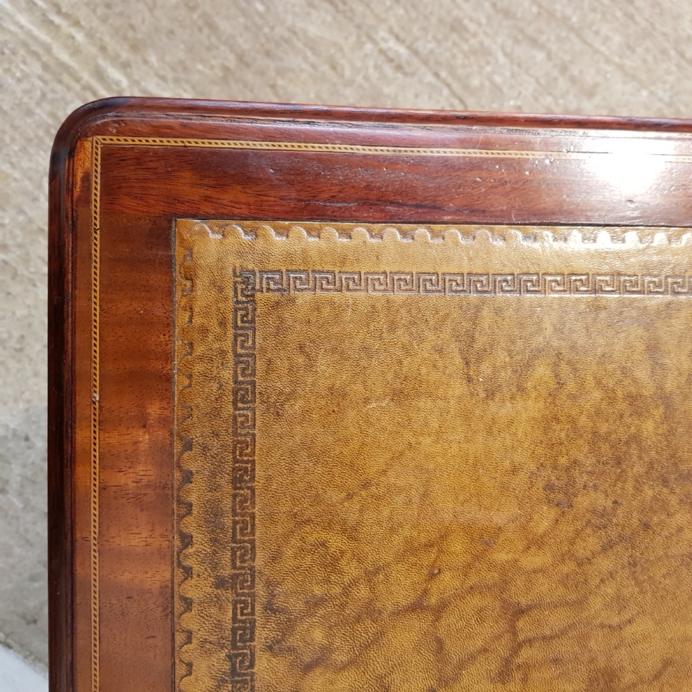 ANTIQUE VICTORIAN MAHOGANY LEATHER TOP WRITING TABLE C1880 View VII