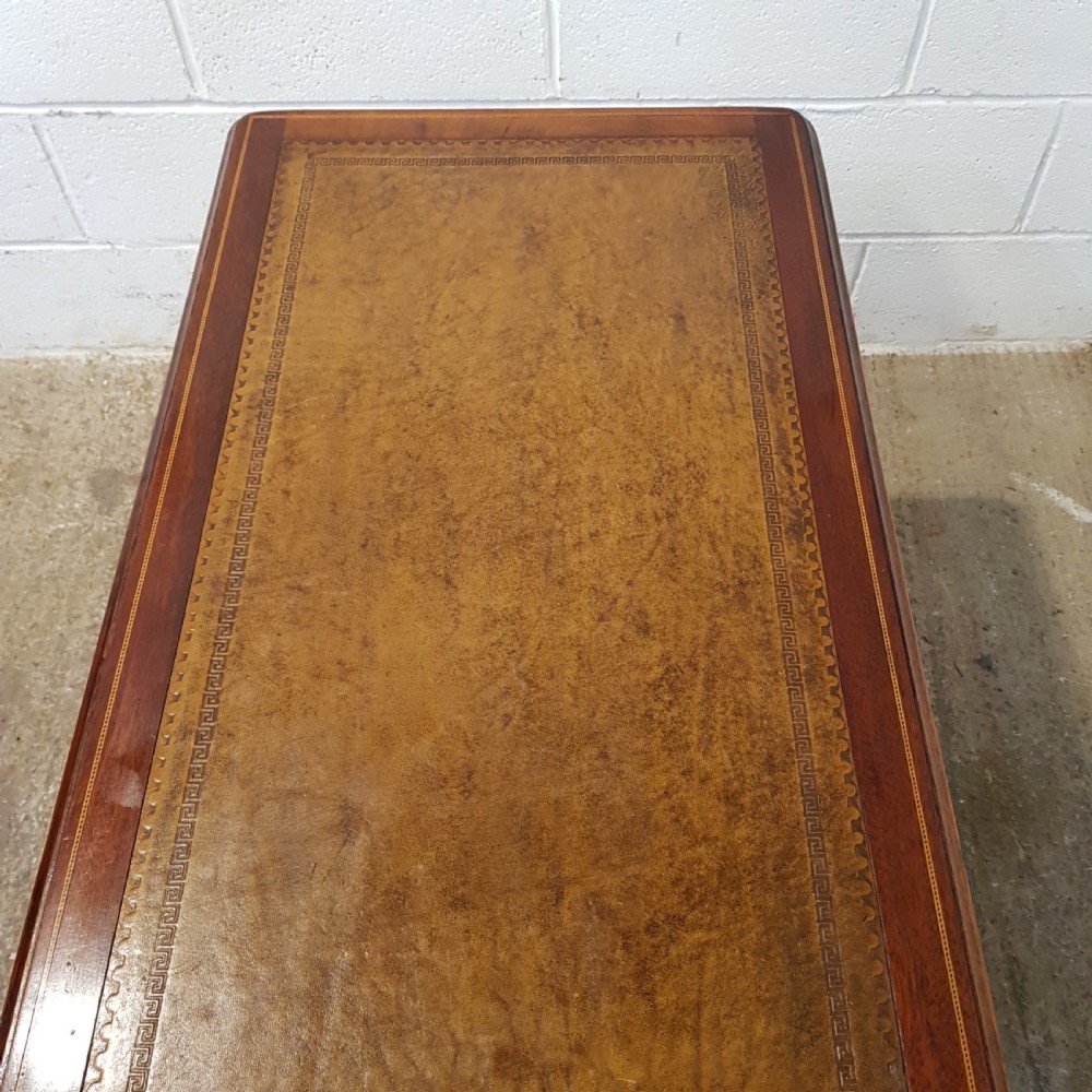 ANTIQUE VICTORIAN MAHOGANY LEATHER TOP WRITING TABLE C1880 View VIII