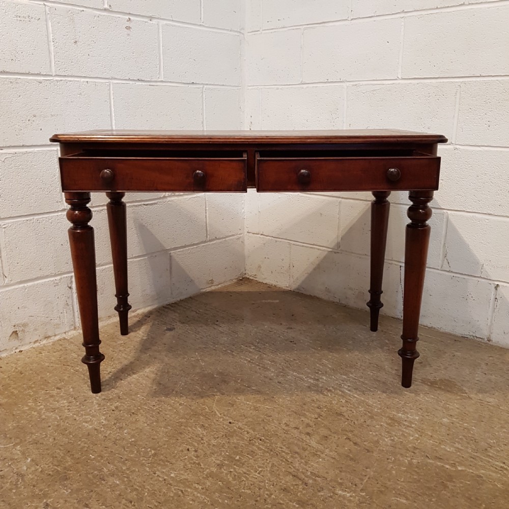 ANTIQUE VICTORIAN MAHOGANY LEATHER TOP WRITING TABLE C1880 View X
