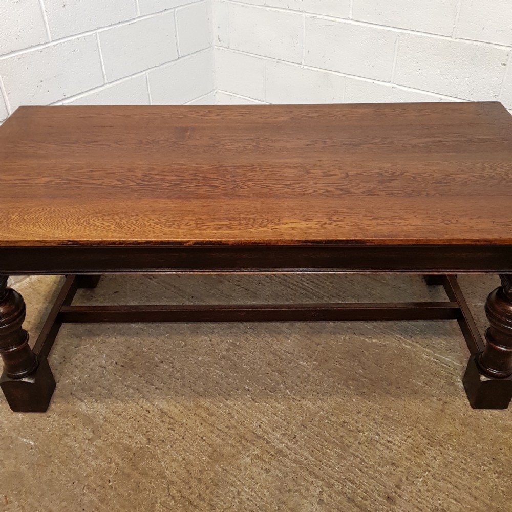 ANTIQUE EDWARDIAN OAK REFECTORY DINING TABLE C1900 View IV