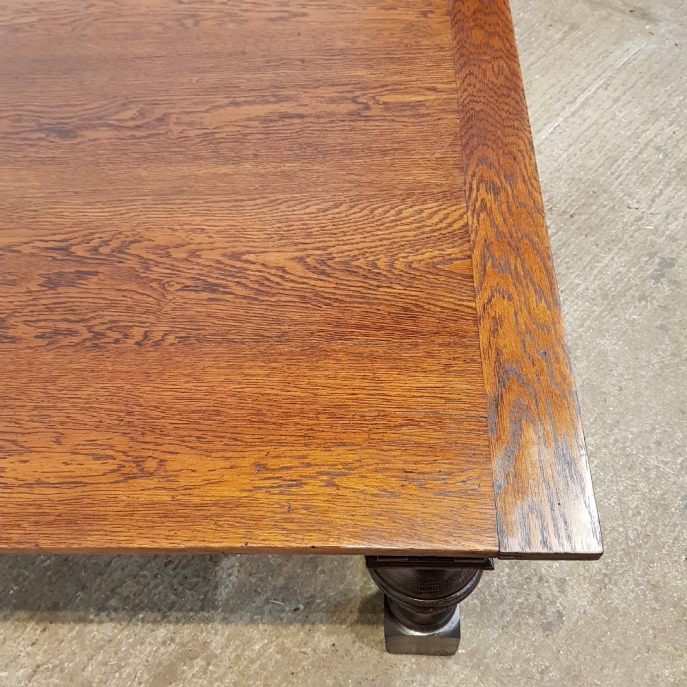 ANTIQUE EDWARDIAN OAK REFECTORY DINING TABLE C1900 View V