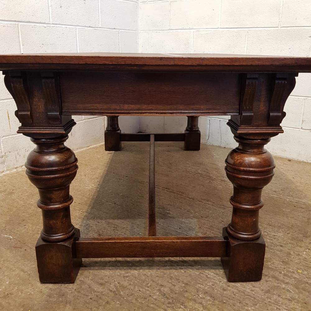 ANTIQUE EDWARDIAN OAK REFECTORY DINING TABLE C1900 View VI