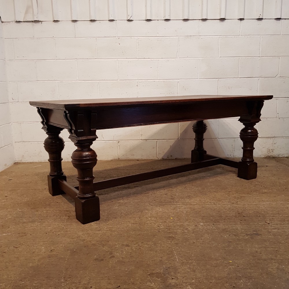 ANTIQUE EDWARDIAN OAK REFECTORY DINING TABLE C1900 View VII