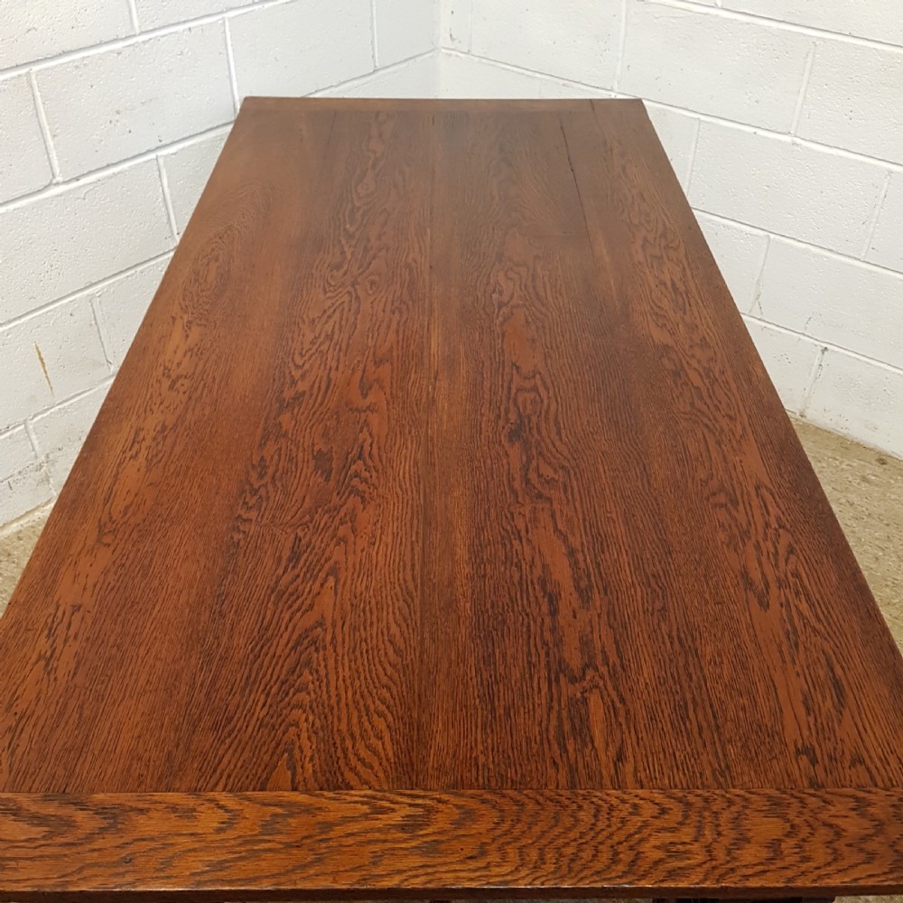 ANTIQUE EDWARDIAN OAK REFECTORY DINING TABLE C1900 View VIII