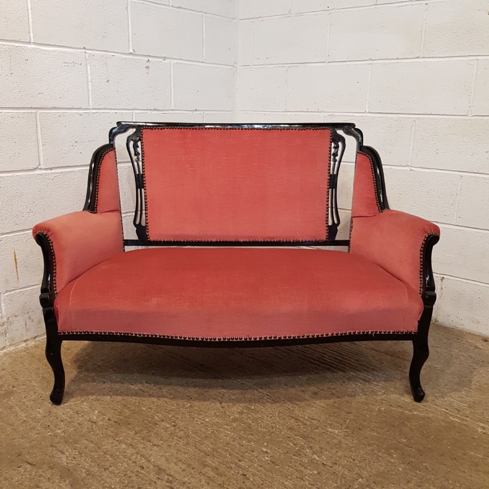 ANTIQUE ART NOUVEAU EBONISED SALON SOFA C1890 View II