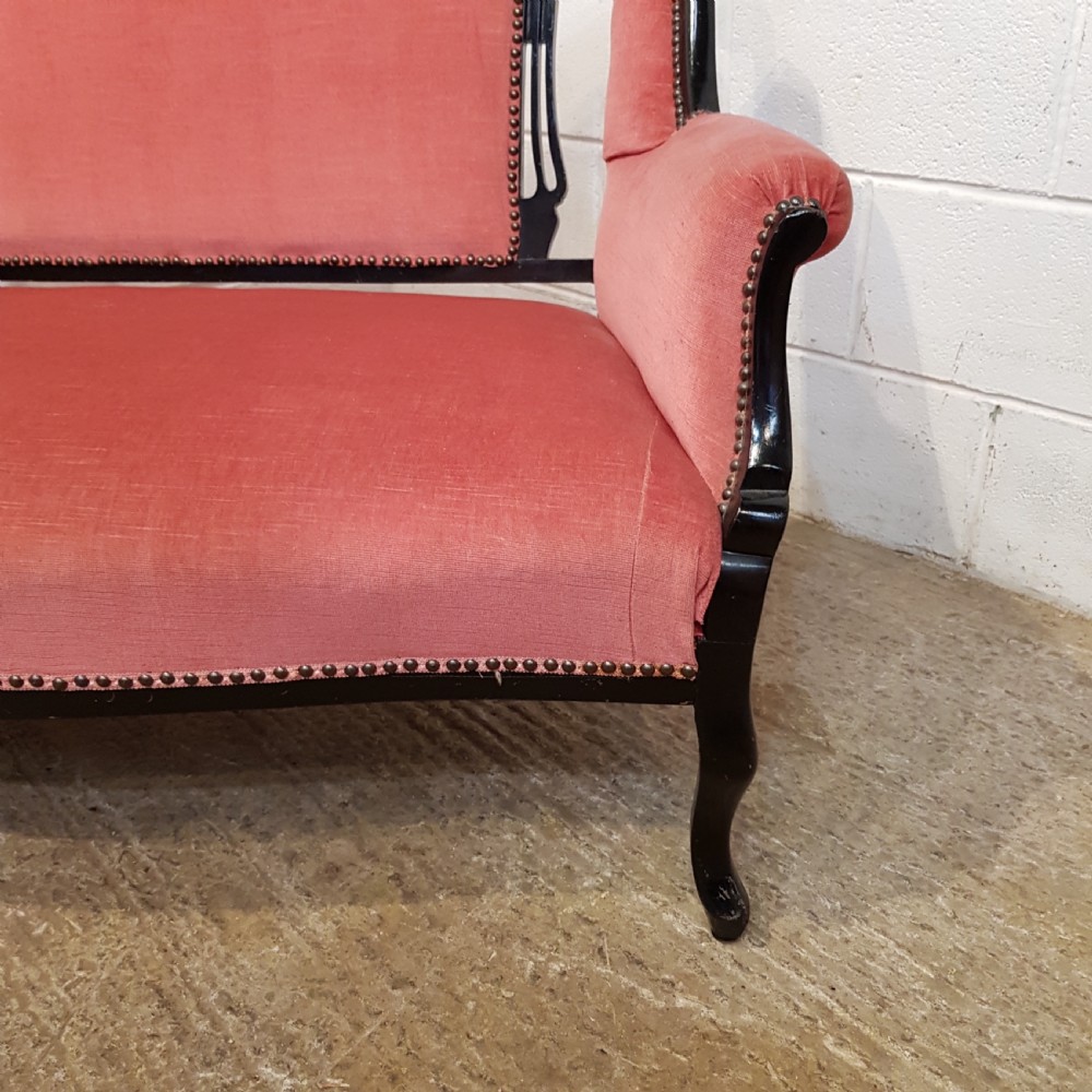 ANTIQUE ART NOUVEAU EBONISED SALON SOFA C1890 View V