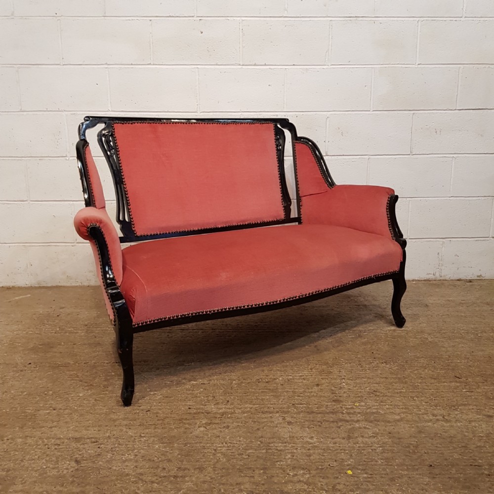 ANTIQUE ART NOUVEAU EBONISED SALON SOFA C1890 View VII