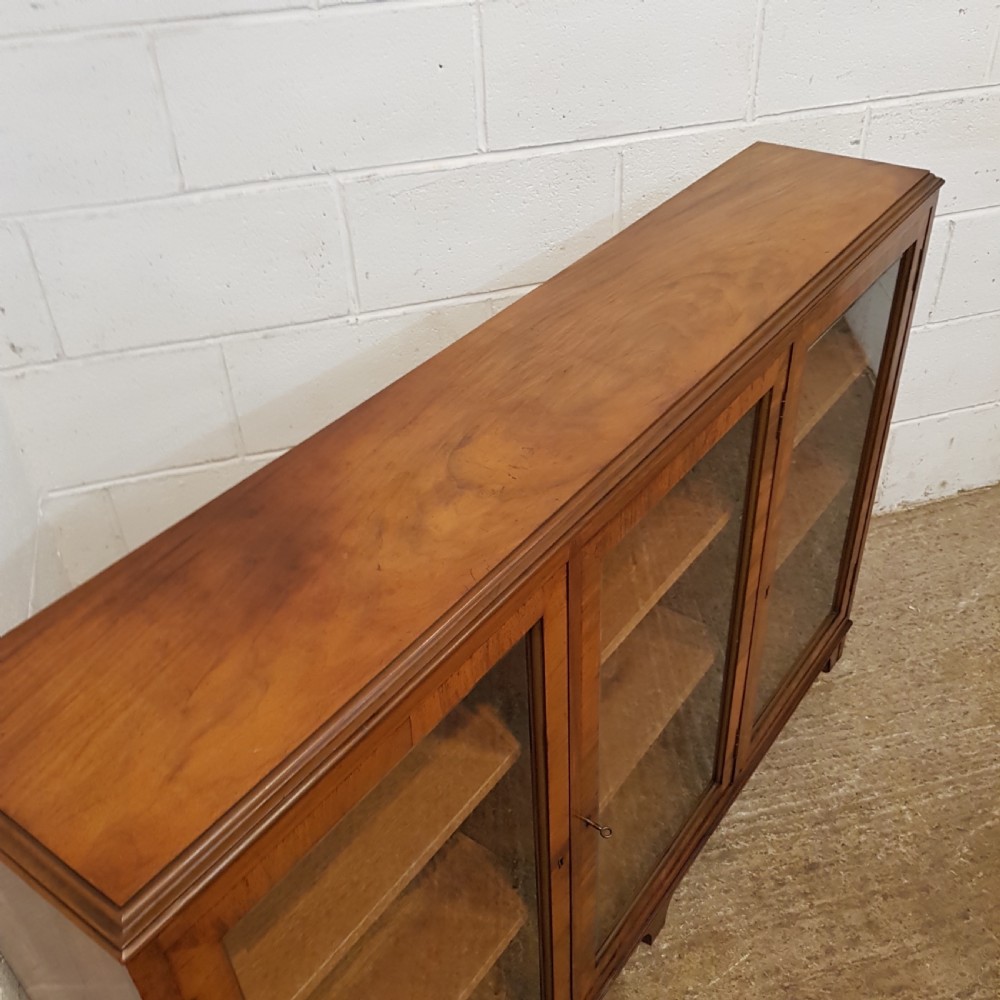 ANTIQUE BURR WALNUT GLAZED BOOKCASE C1920 View IV