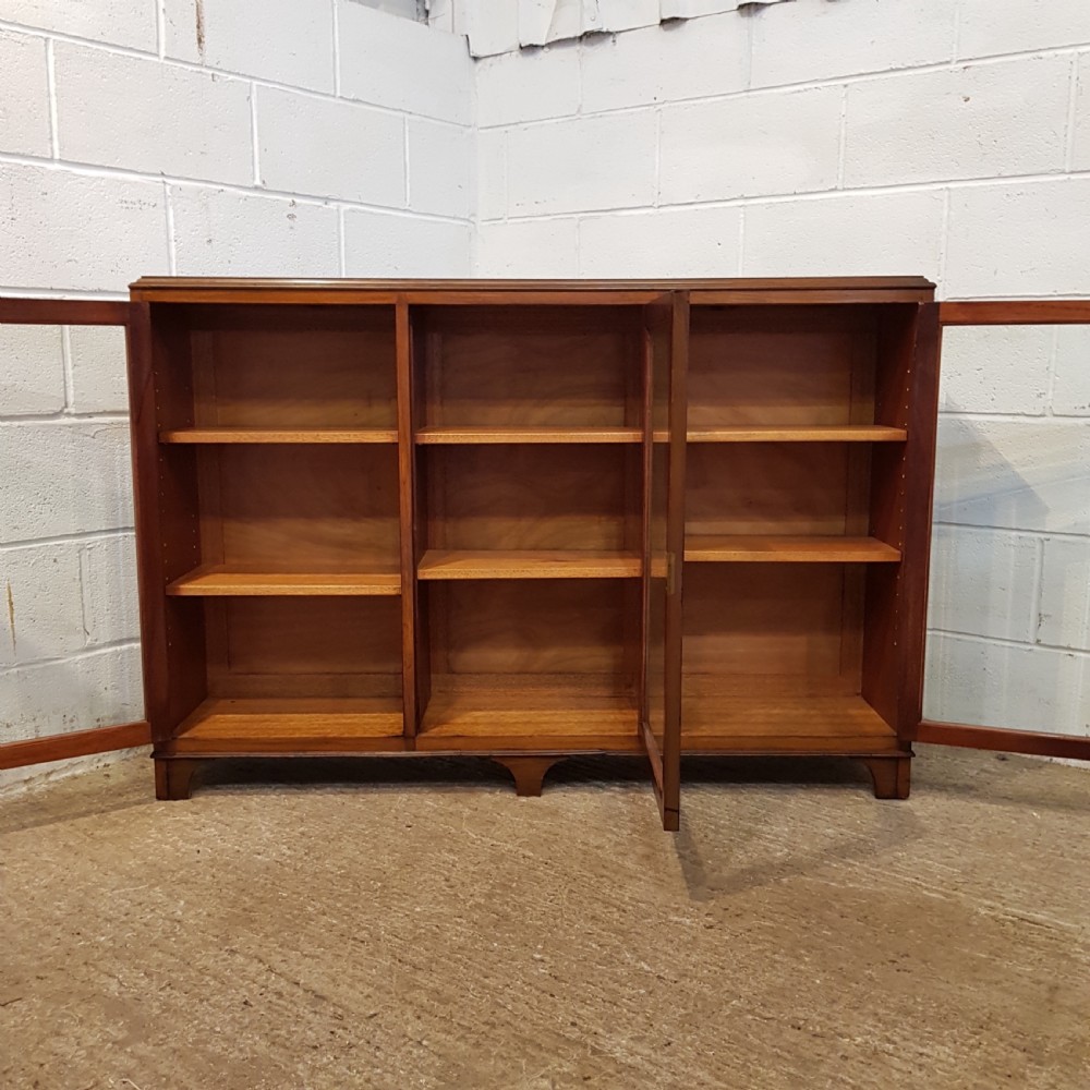ANTIQUE BURR WALNUT GLAZED BOOKCASE C1920 View VI