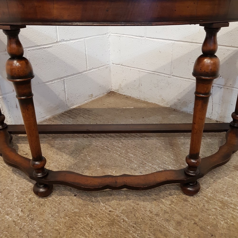 ANTIQUE BURR WALNUT DEMI LUNE HALL TABLE C1920 View IV
