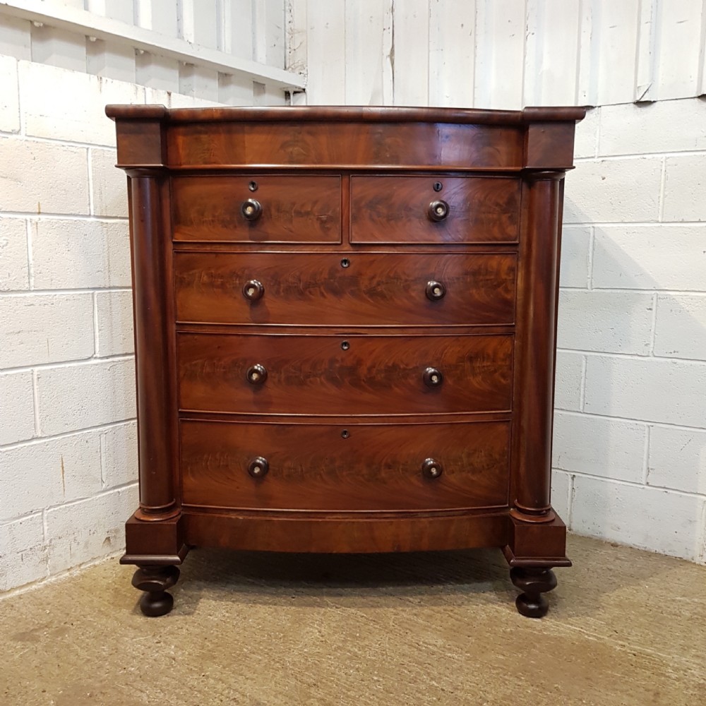 ANTIQUE VICTORIAN MAHOGANY BOW FRONT SCOTCH CHEST OF DRAWERS C1880 View II