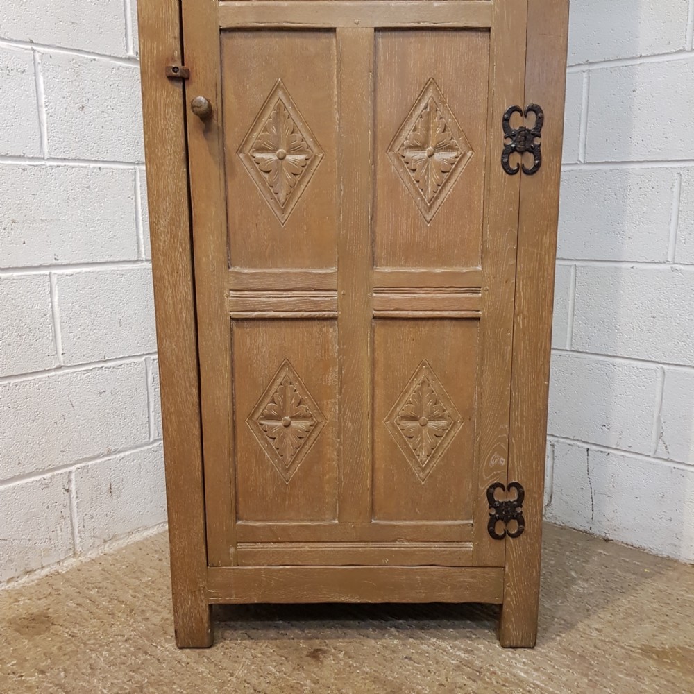 ANTIQUE CARVED LIMED OAK HALL ROBE C1920 View III