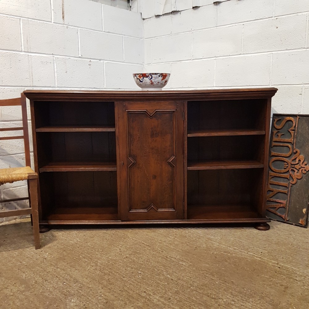 ANTIQUE EDWARDIAN OAK OPEN BOOKCASE C1900