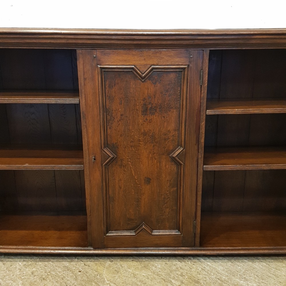 ANTIQUE EDWARDIAN OAK OPEN BOOKCASE C1900 View IV