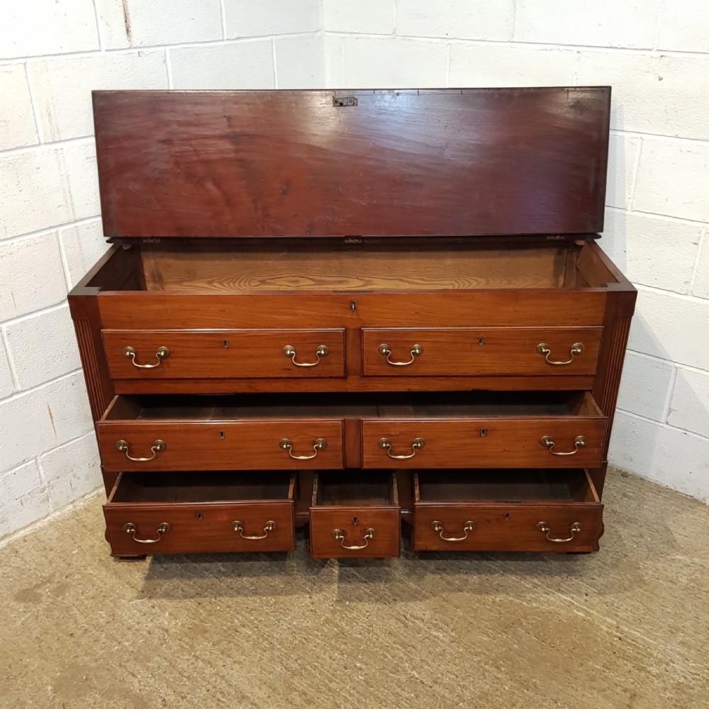 ANTIQUE 18TH CENTURY MAHOGANY LANCASHIRE MULE CHEST C1780 View IV