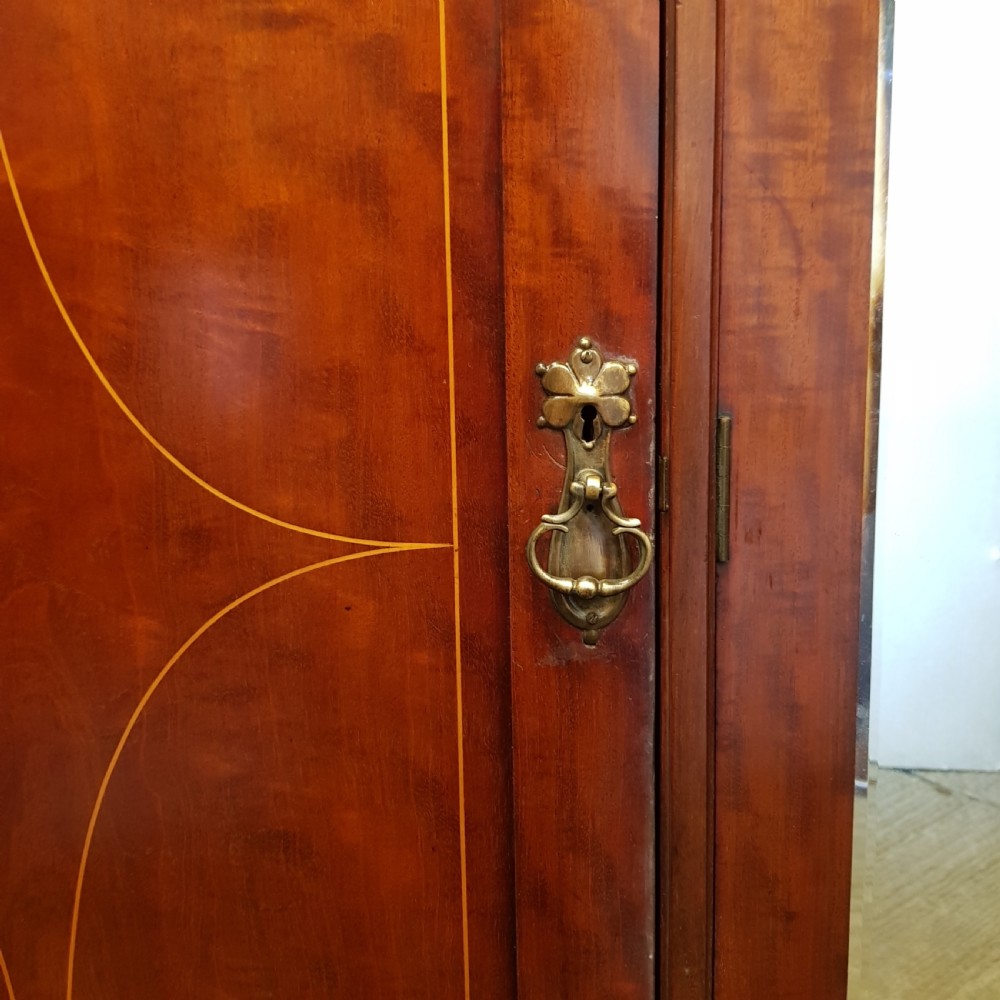 ANTIQUE EDWARDIAN INLAID MAHOGANY TRIPLE WARDROBE C1900 View IV