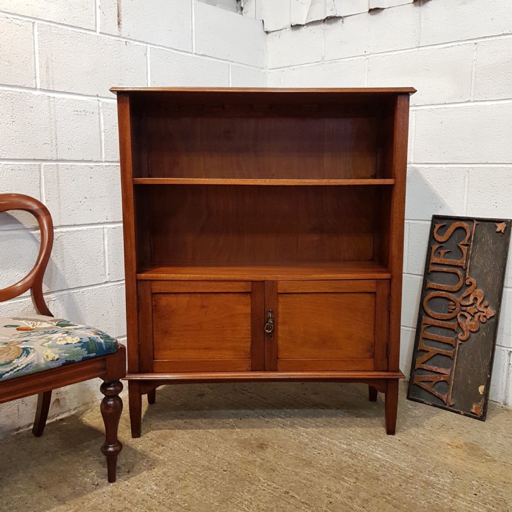 ANTIQUE EDWARDIAN MAHOGANY OPEN BOOKCASE C1900