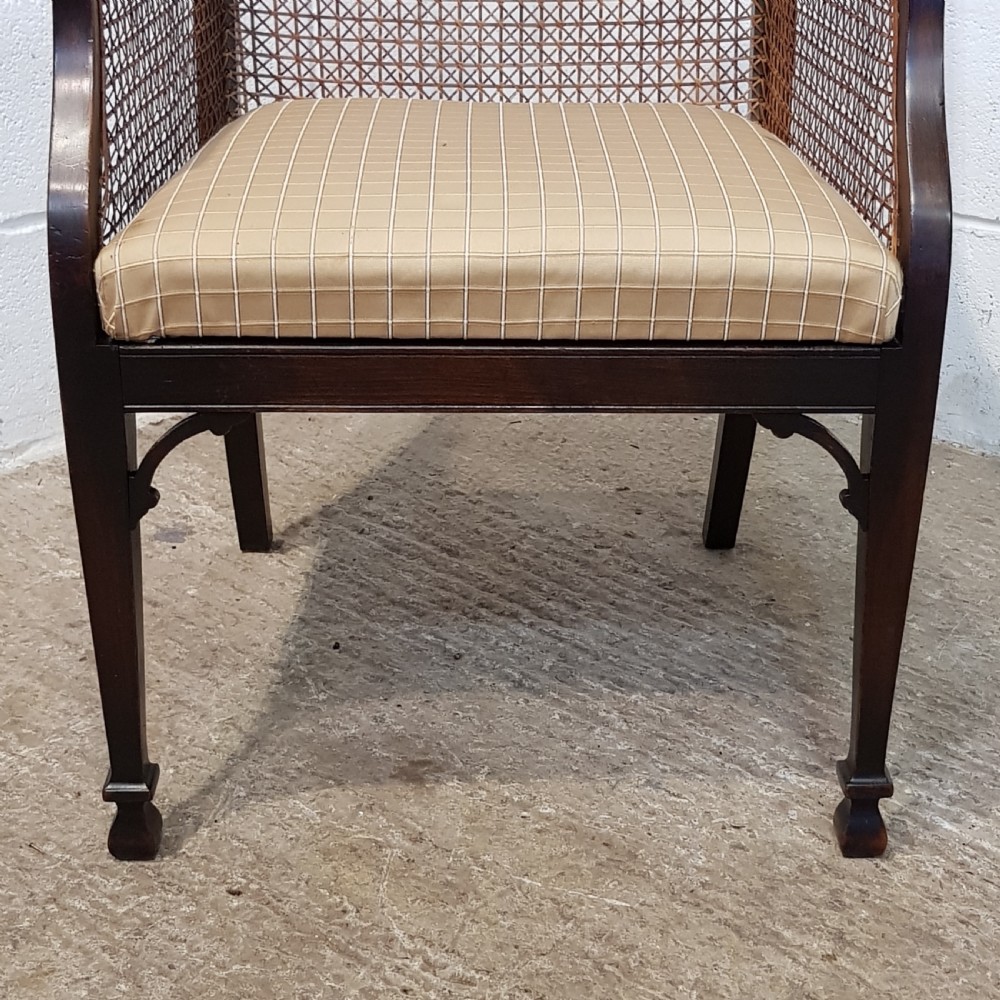 ANTIQUE EDWARDIAN OAK FRAMED SPLIT CANE BERGERE SALON CHAIR C1900 View V
