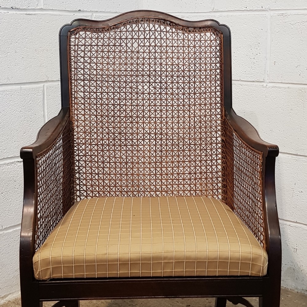 ANTIQUE EDWARDIAN OAK FRAMED SPLIT CANE BERGERE SALON CHAIR C1900 View VI