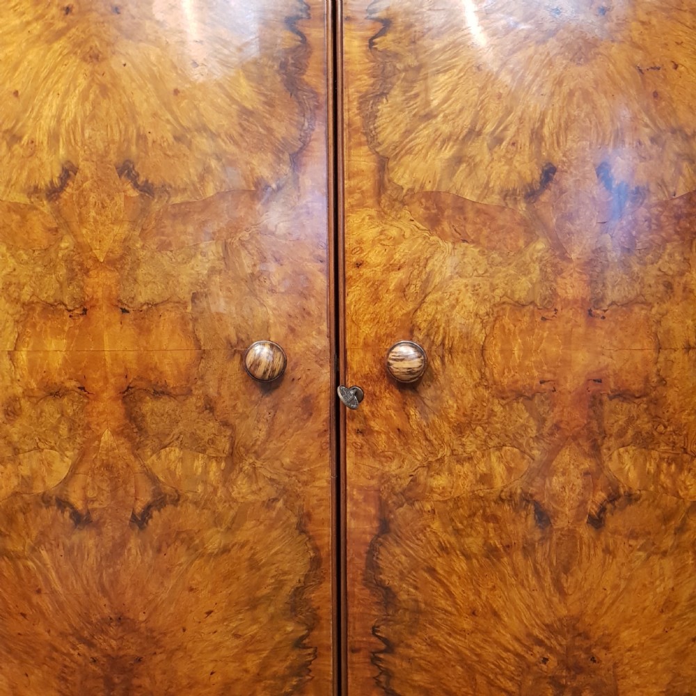 ANTIQUE ART DECO BURR WALNUT DOUBLE WARDROBE C1920 View III