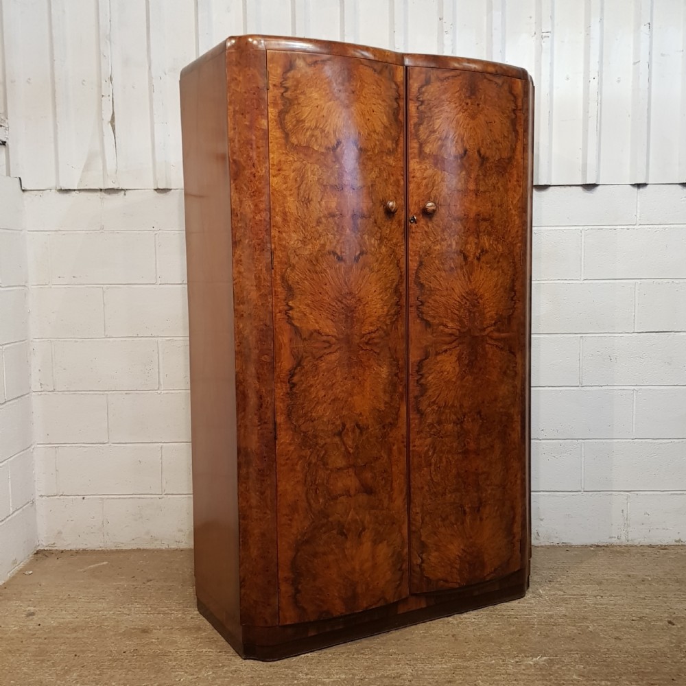 ANTIQUE ART DECO BURR WALNUT DOUBLE WARDROBE C1920 View VII