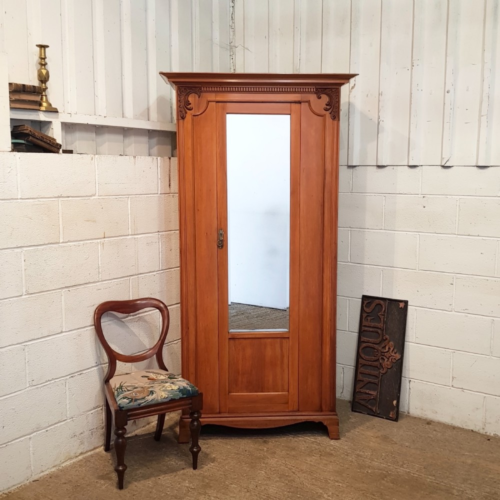 ANTIQUE ARTS & CRAFTS SATINWOOD SINGLE WARDROBE C1900