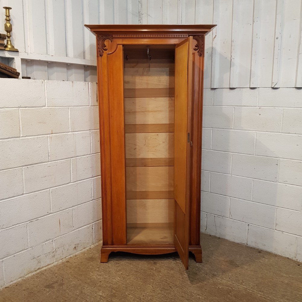 ANTIQUE ARTS & CRAFTS SATINWOOD SINGLE WARDROBE C1900 View IV