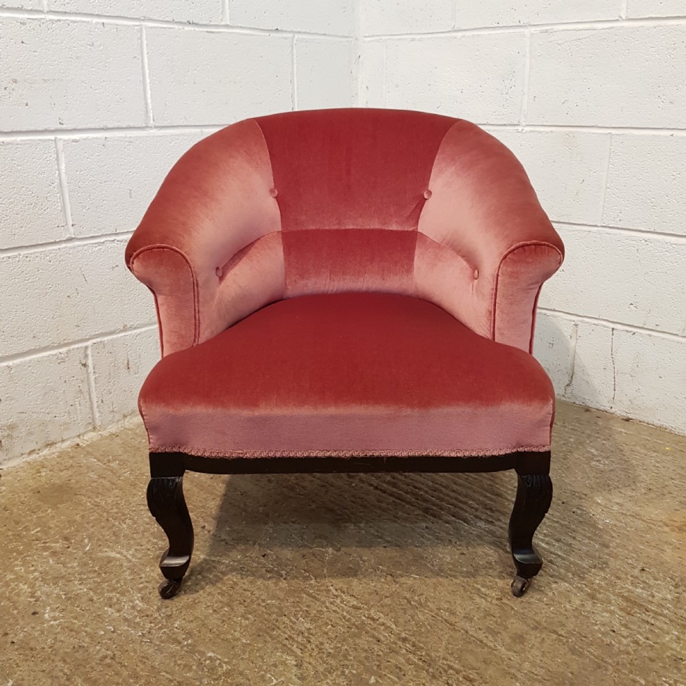 ANTIQUE PAIR EDWARDIAN SALON TUB CHAIRS C 1900 View II
