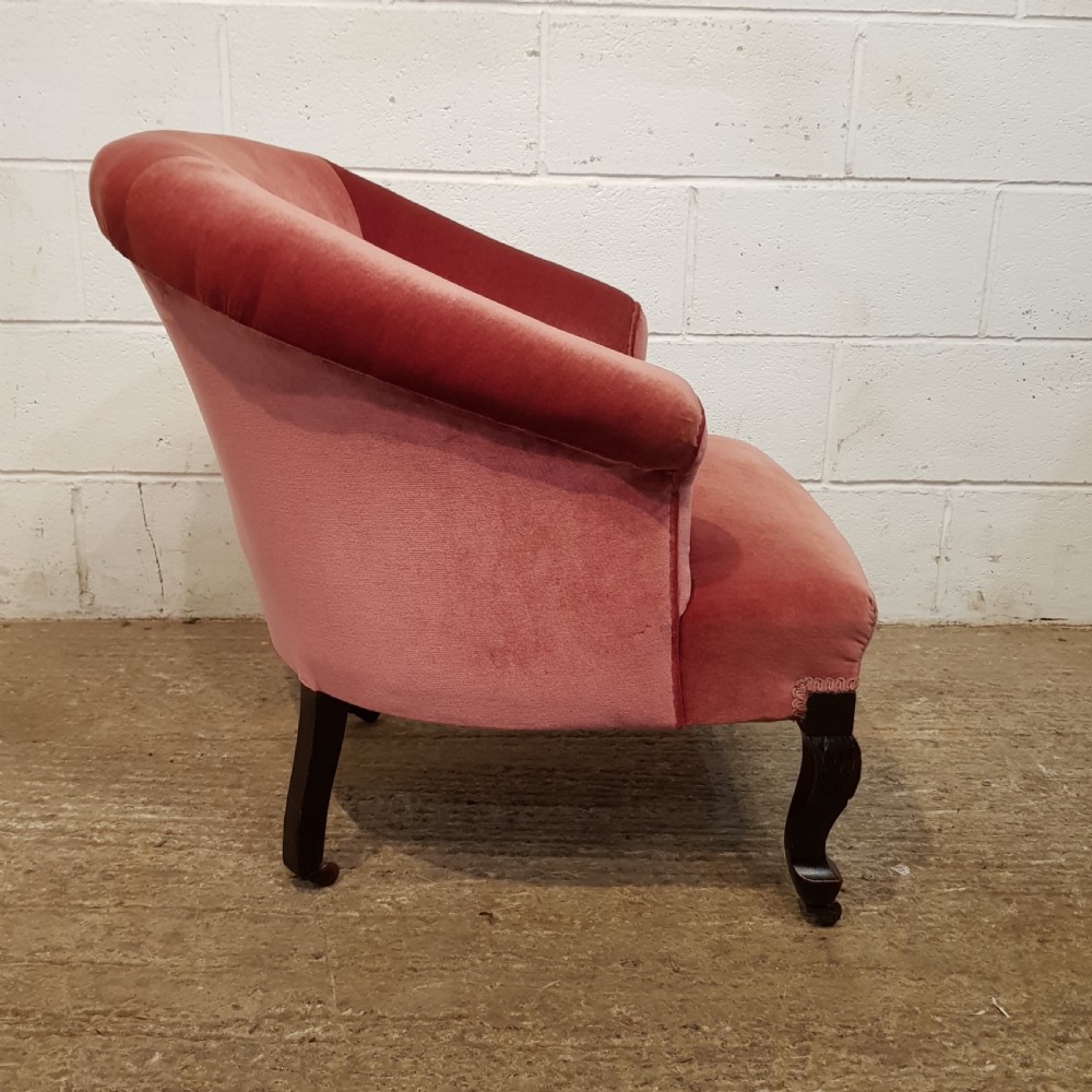 ANTIQUE PAIR EDWARDIAN SALON TUB CHAIRS C 1900 View IV