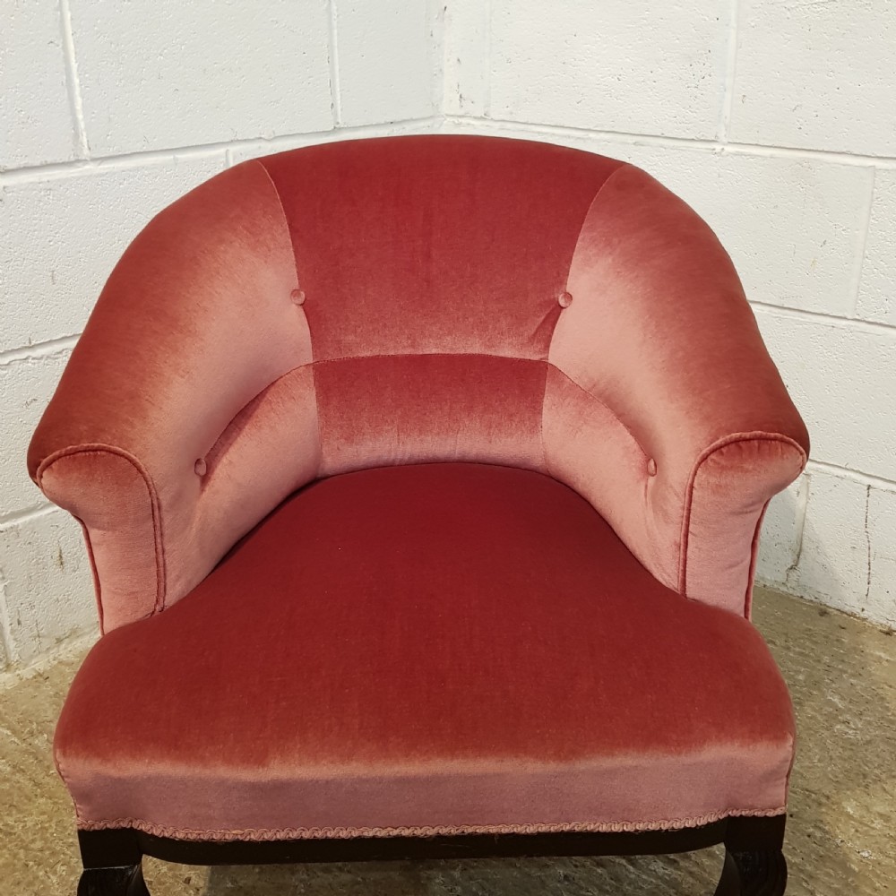 ANTIQUE PAIR EDWARDIAN SALON TUB CHAIRS C 1900 View V