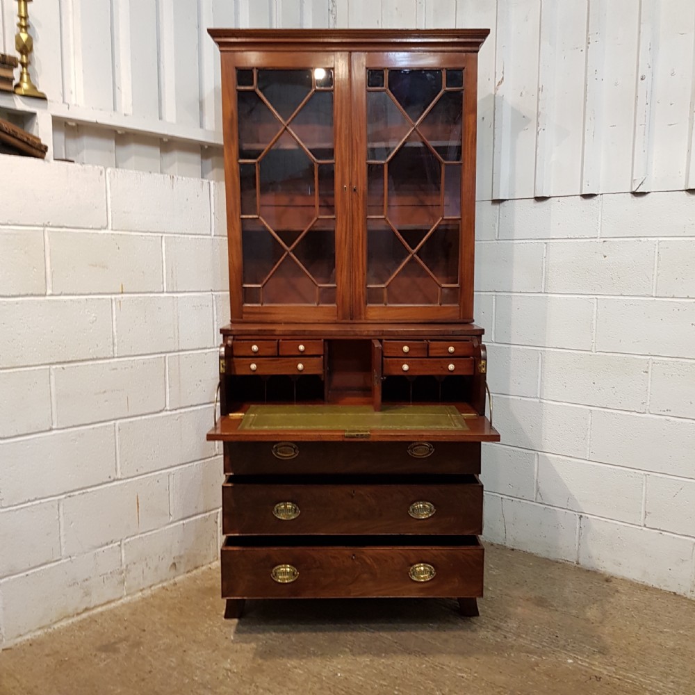 ANTIQUE LATE 18TH CENTURY MAHOGANY ASTRAGAL GLAZED BOOKCASE SECRETAIRE C17890 View III