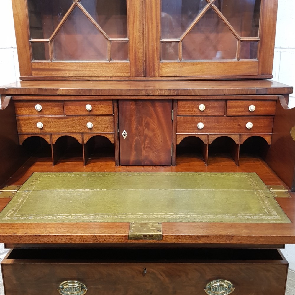ANTIQUE LATE 18TH CENTURY MAHOGANY ASTRAGAL GLAZED BOOKCASE SECRETAIRE C17890 View IV