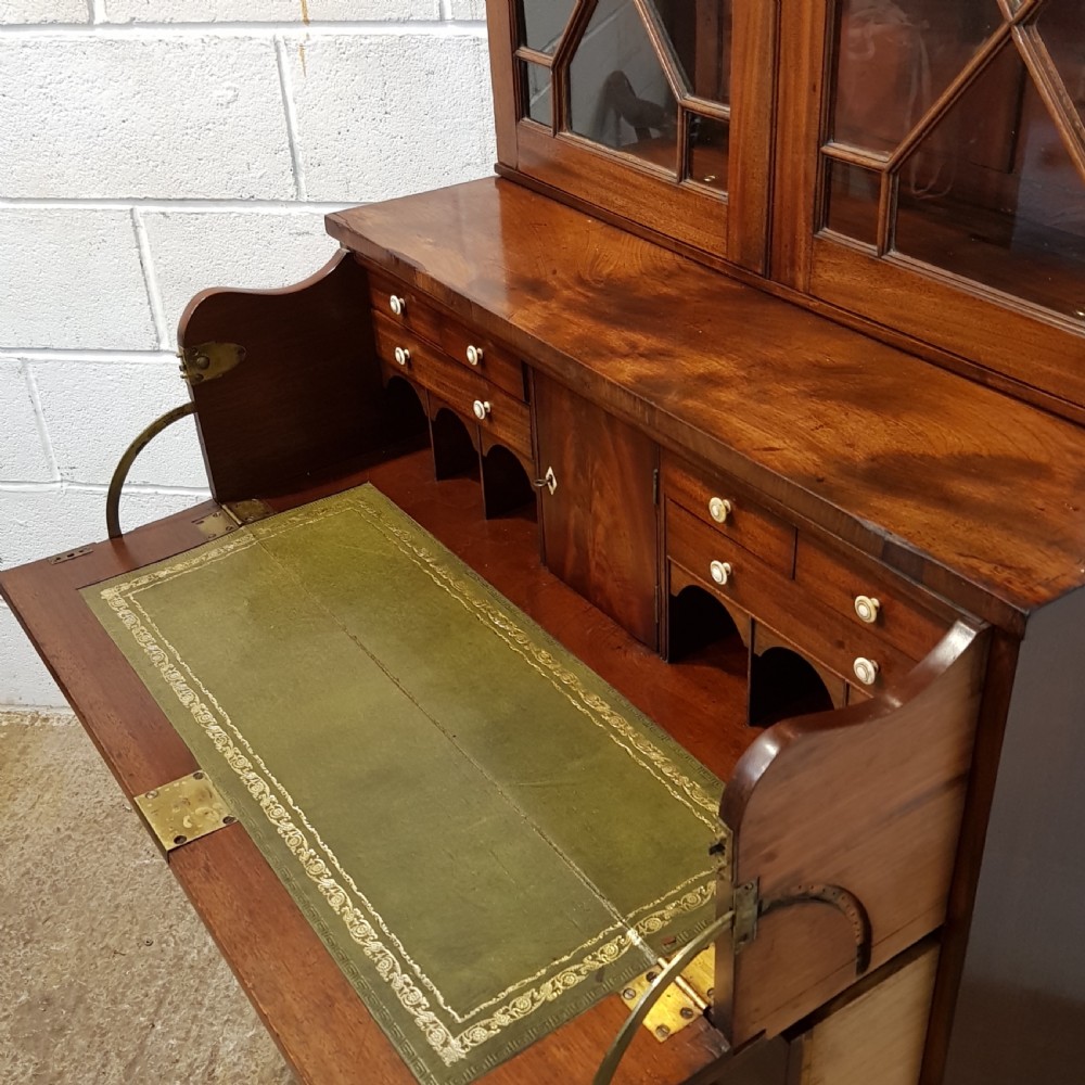 ANTIQUE LATE 18TH CENTURY MAHOGANY ASTRAGAL GLAZED BOOKCASE SECRETAIRE C17890 View V