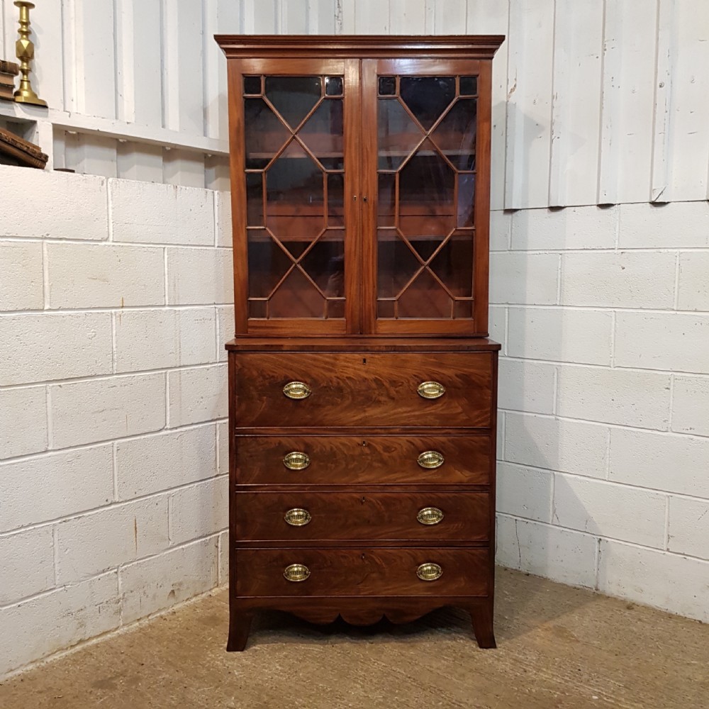 ANTIQUE LATE 18TH CENTURY MAHOGANY ASTRAGAL GLAZED BOOKCASE SECRETAIRE C17890 View VII