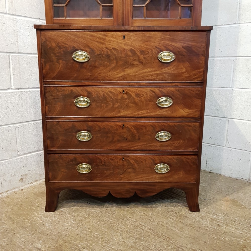 ANTIQUE LATE 18TH CENTURY MAHOGANY ASTRAGAL GLAZED BOOKCASE SECRETAIRE C17890 View VIII