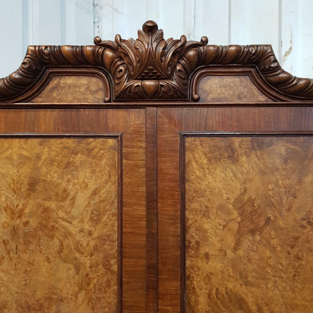 ANTIQUE BURR WALNUT DOUBLE WARDROBE C1920 View IV