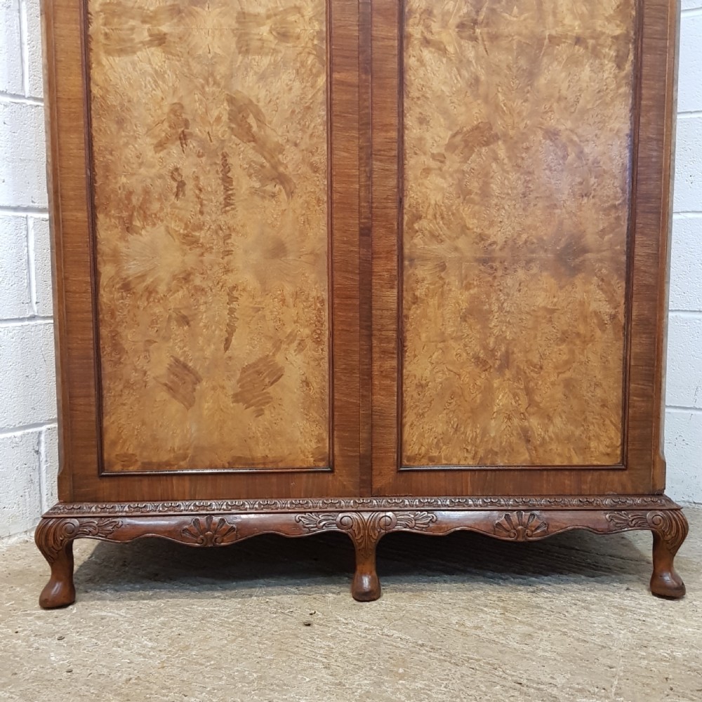 ANTIQUE BURR WALNUT DOUBLE WARDROBE C1920 View V