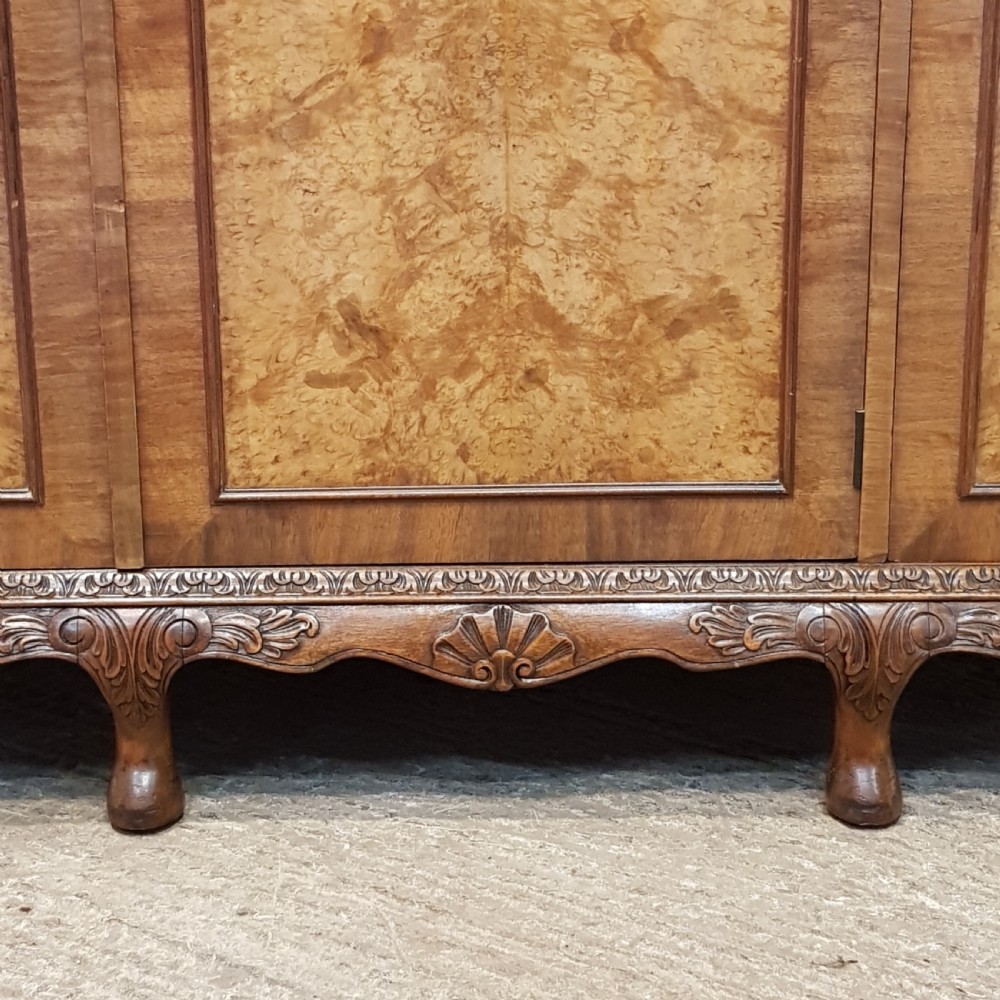 ANTIQUE BURR WALNUT TRIPLE WARDROBE C1920 View II