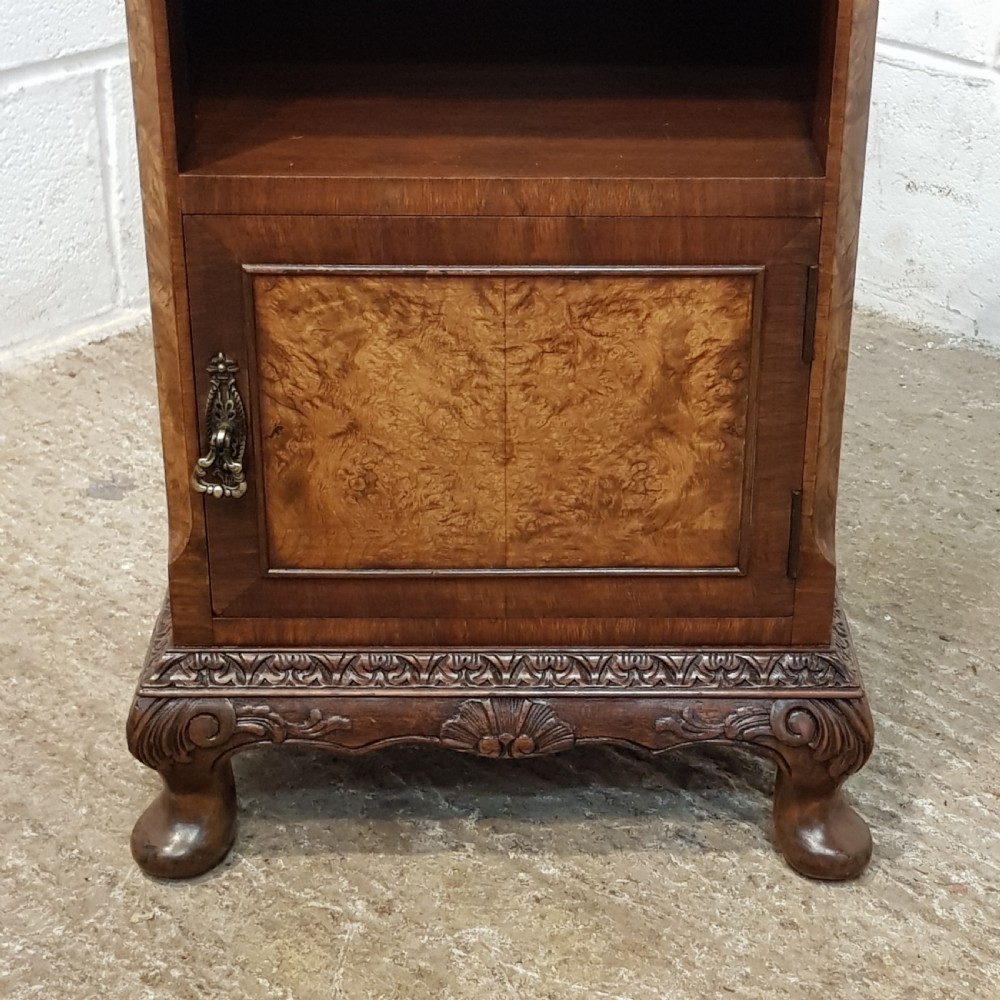 ANTIQUE PAIR BURR WALNUT BEDSIDE CABINETS C1920 View IV