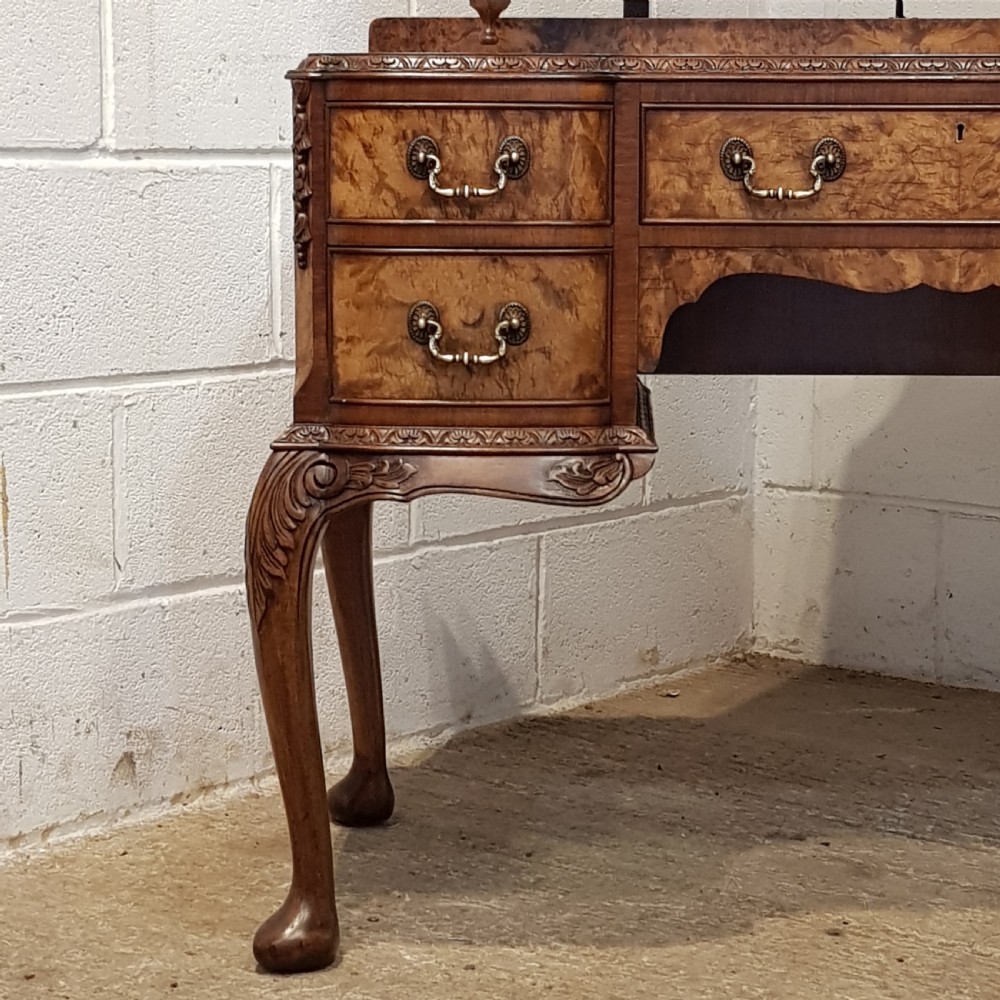 ANTIQUE BURR WALNUT SERPENTINE SHAPED DRESING TABLE C1920 View IV