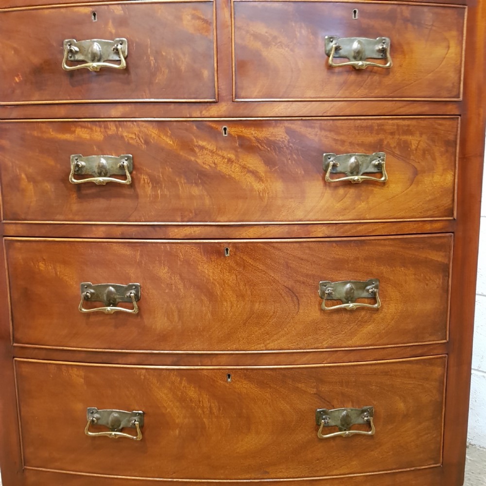 ANTIQUE VICTORIAN MAHOGANY BOW FRONT CHEST OF DRAWERS C1880 View IV