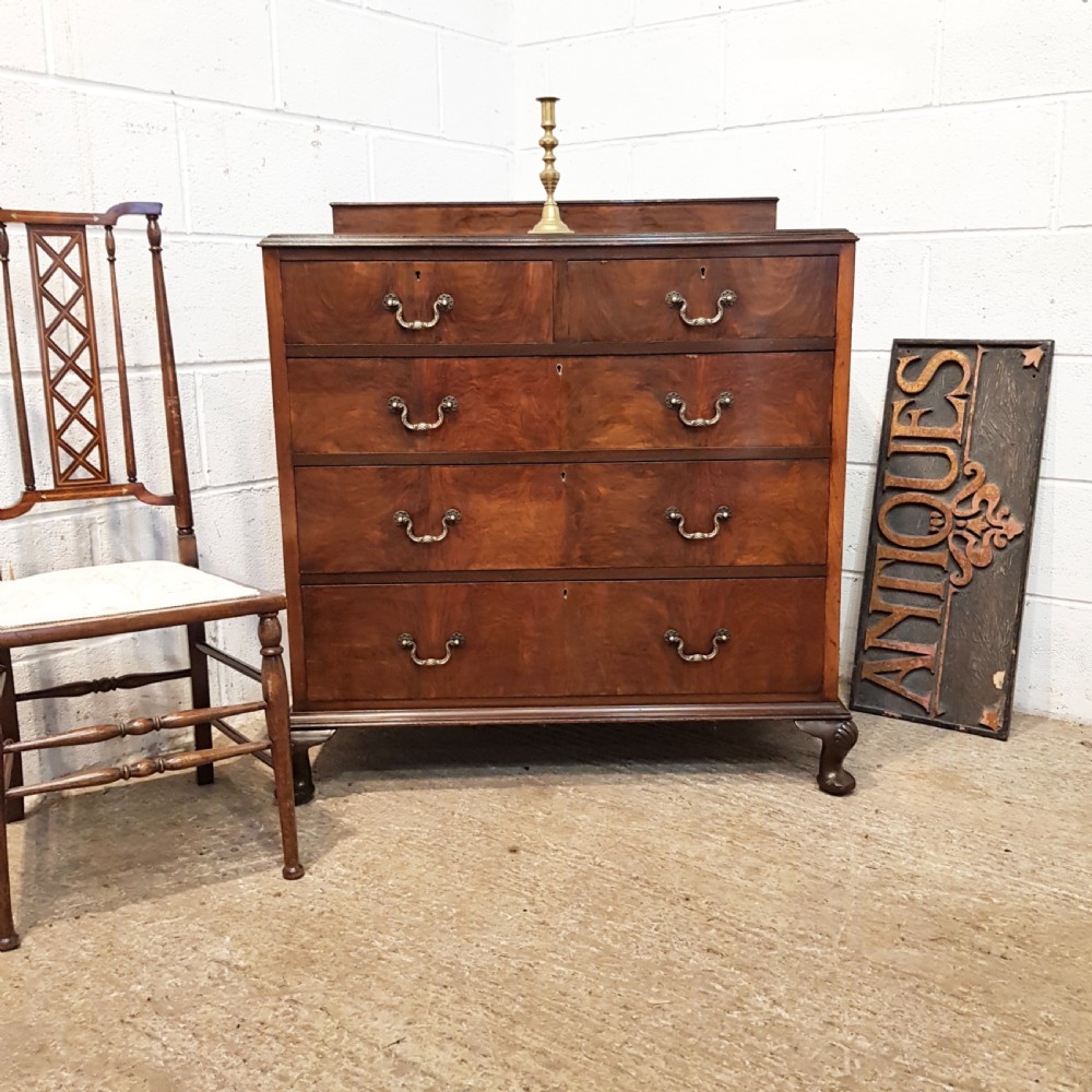 ANTIQUE WALNUT CHEST OF DRAWERS C1920