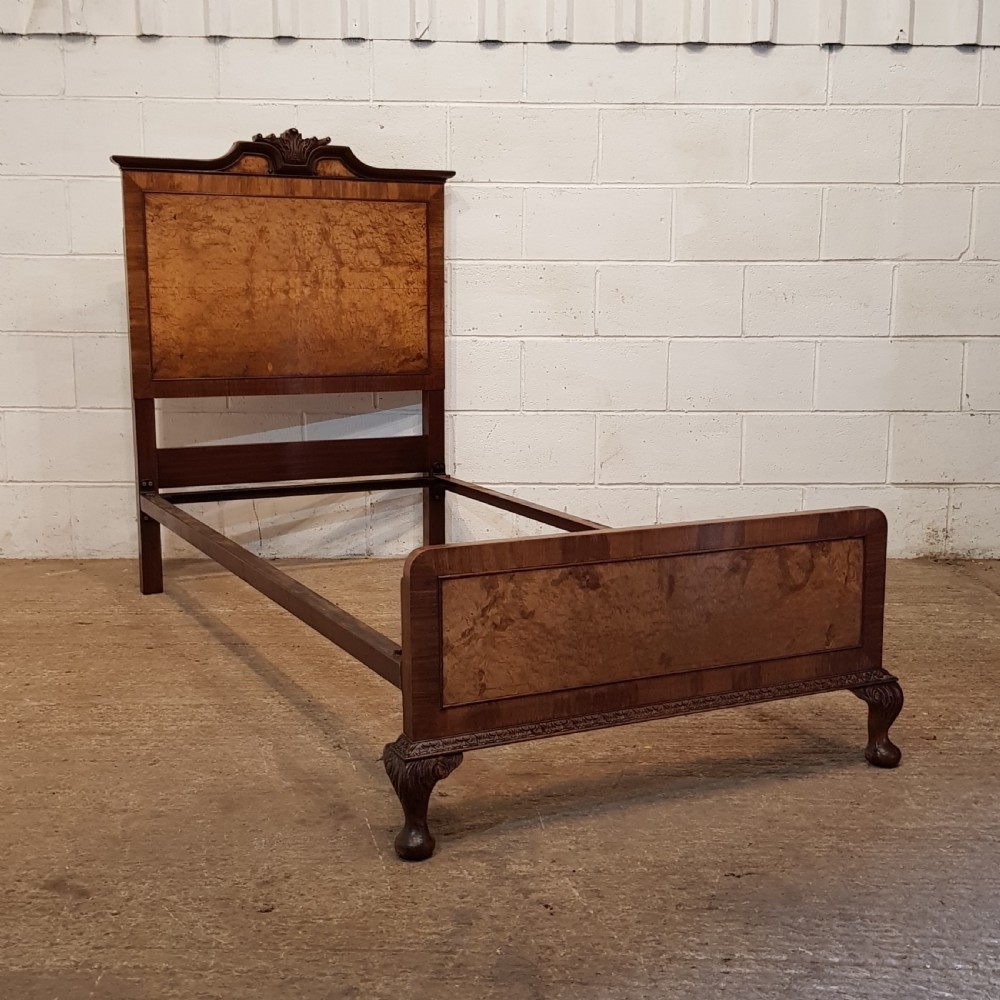 ANTIQUE PAIR BIRR WALNUT SINGLE BEDS C1920 View VII